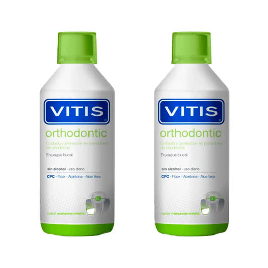 VITIS Duplo Colutorio Orthodontic/ortodoncia Sabor Manzana Menta 2x1000 ml