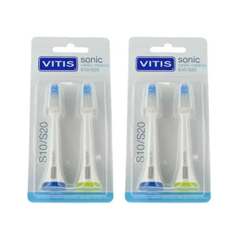 Vitis Recambio Cepillo Dental Eléctrico S10/S20, 4 Unidades