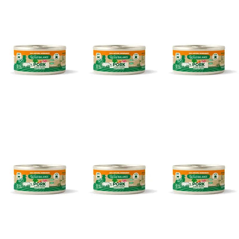 Wild Balance Lata Filosofía Barf De Cerdo Para Gatos, 120 gr, Pack de 6
