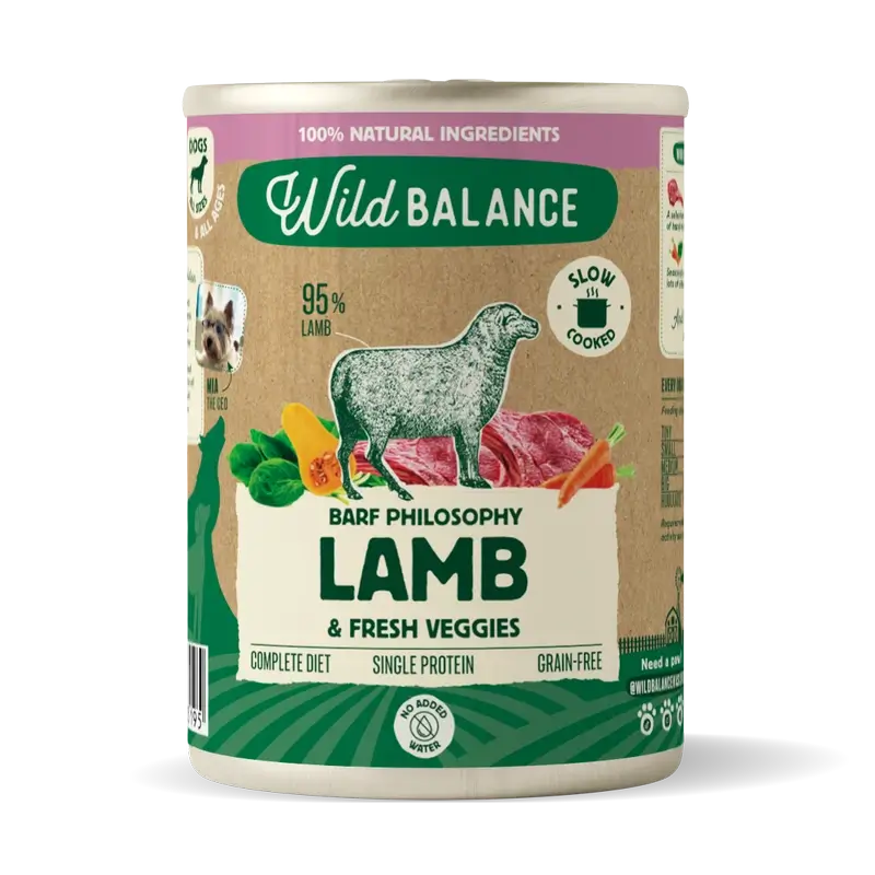 Wild Balance Lata Filosofía Barf De Cordero Para Perros, 400 gr