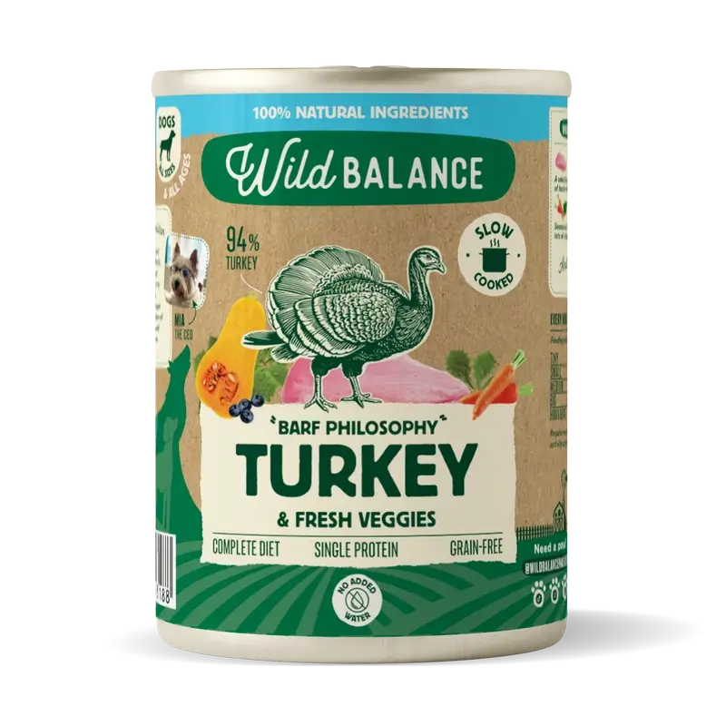 Wild Balance Lata Filosofía Barf De Pavo Para Perros, 400 gr