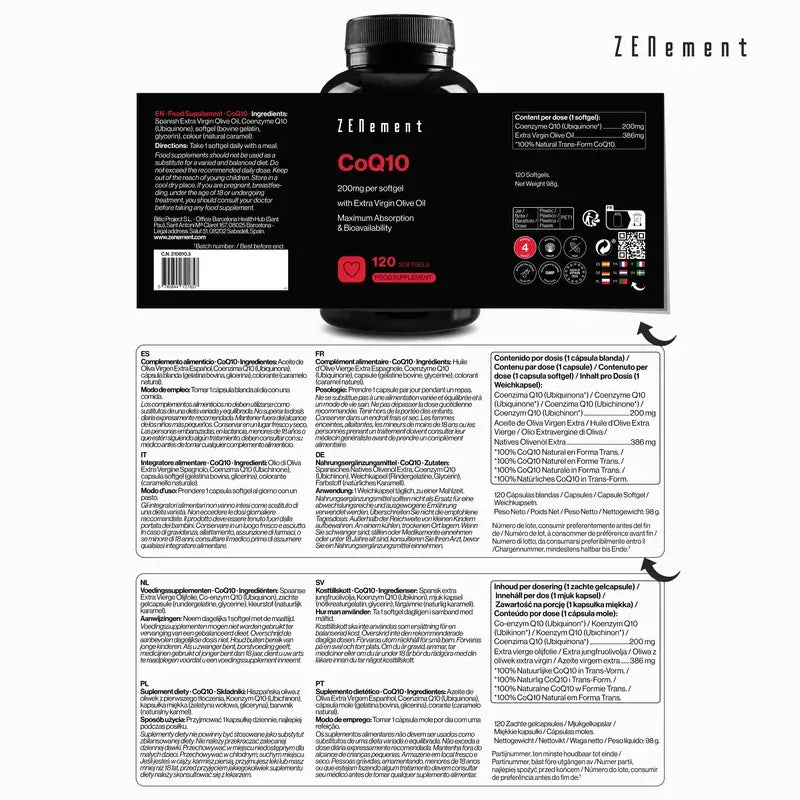 Zenement Coq10 200 Mg, 120 cápsulas blandas