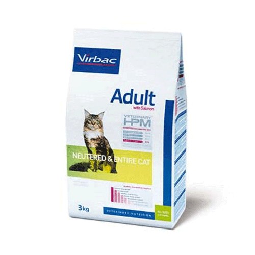 Virbac Hpm Adult Salmón Neutered & Entire Alimento Gatos 3 Kg, pienso para gatos