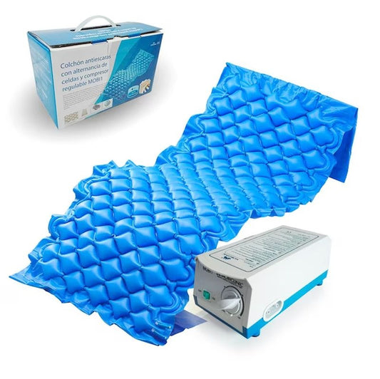 Mobiclinic Colchón Antiescaras De Aire Con Compresor, 130 Celdas Azul