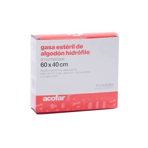 Gasa Esteril Algodon Hidrofilo Compresas, 6 Unidades
