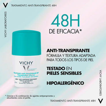 Vichy Desodorante Tratamiento Anti-Transpirante 48H Roll-On 50 ml