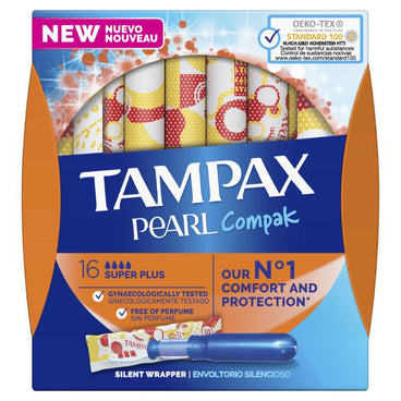 TAMPAX Compak Pearl Super Plus Tampones con Aplicador 16 unidades