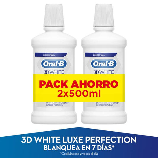 Oral-B Colutorio 3Dwhite Luxe Perfection 2X500 ml