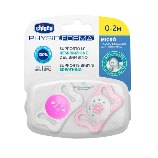Chicco Pack 2 Chupetes Silicona Physio Micro Rosa 0-2 Meses