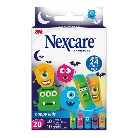 Nexcare Kids Tira Protectora Infantil Diseño Monstruos Surtido , 20 unidades