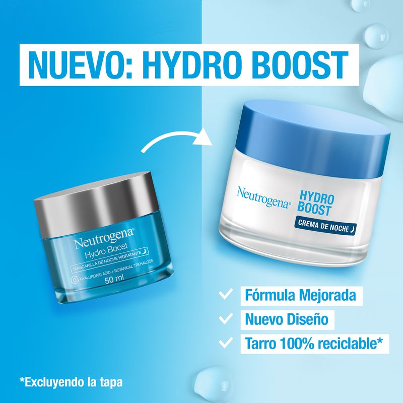Neutrogena Mascarilla De Noche Hidratante Hydro Boost, Textura Gel, Con Ácido Hialurónico, 50 Ml