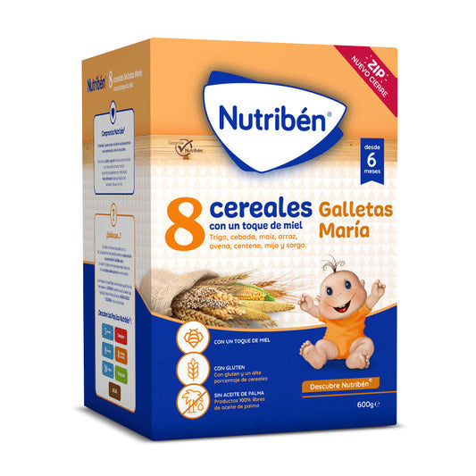 Nutriben Papilla 8 Cereales Miel Galletas Maria 600 gr