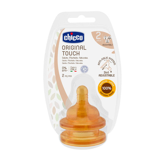 Chicco Pack 2 Tetinas Original Touch Látex Flujo Regulable +2 Meses