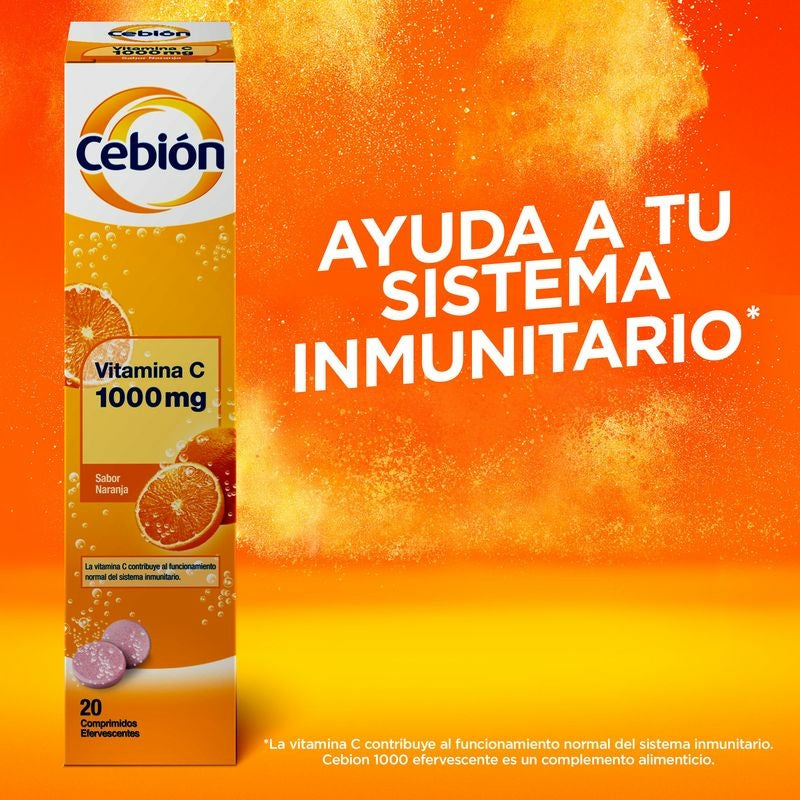 Cebion Vitamina C 1000 mg, 20 Comprimidos Efervescentes
