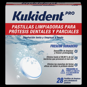 Kukident Pro Frescor Duradero Limpiador de Prótesis Dentales, 28 unidades