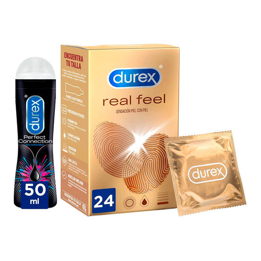 Durex Preservativos Real Feel 24 unidades + Lubricante Perfect Connection 50 ml