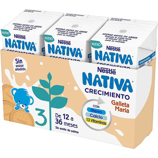 Nestlé Nativa Crecimiento 3 Galleta, 3X180 ml