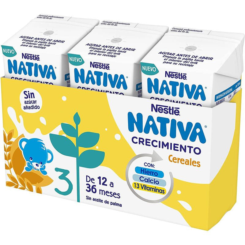 Nestlé Nativa Crecimiento 3 Cereales, 3X180 ml