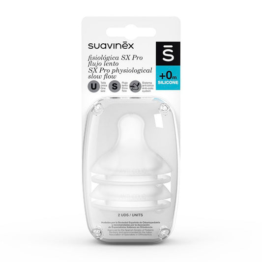 Suavinex Tetina Fisiologica Flujo S Silicona, 2 unidades