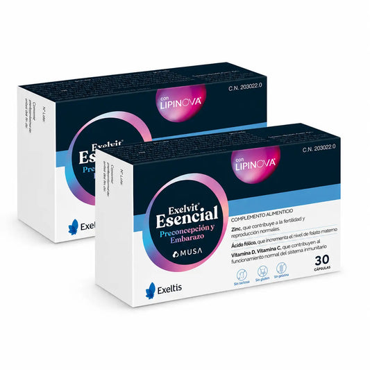 Exelvit Esencial Preconcepción y Embarazo , Duplo 2x30 Cápsulas