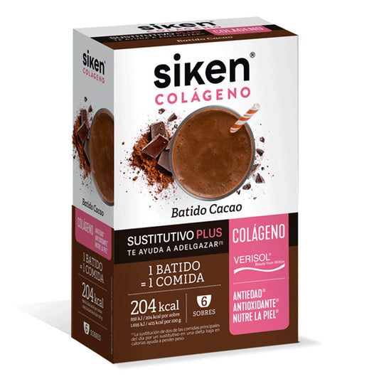 Siken Sustitutivo Colágeno Batido Cacao 6 sobres