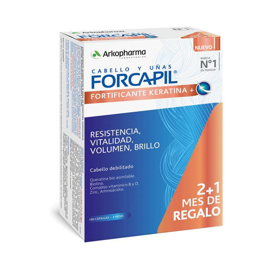 Forcapil Fortificante con Keratina 180 Cápsulas Pack 2+1 Arkopharma