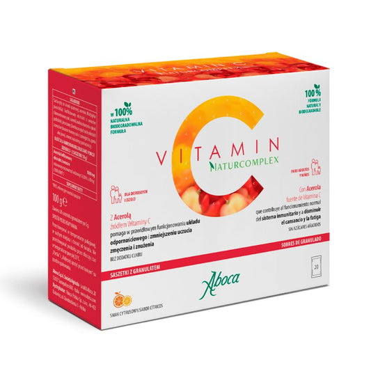 Aboca Vitamin C Naturcomplex Defensas Inmunitarias, Acerola, Disminuye Fatiga Y Cansancio, Antioxidante, 20 sobres