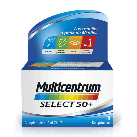 Multicentrum Select 50+ Complemento alimenticio multivitamínico para adultos 50+, 30 comprimidos