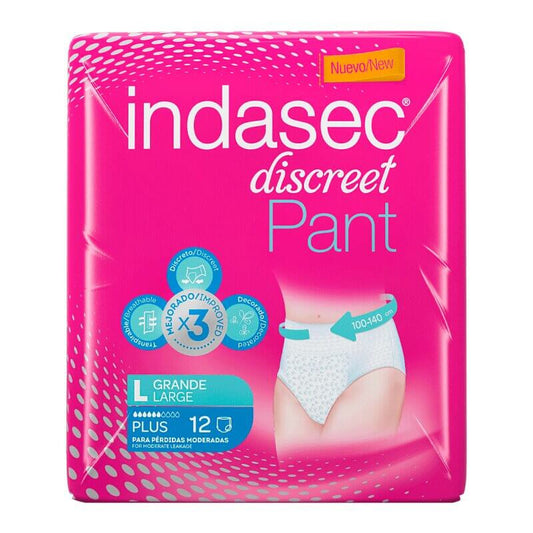 Indasec Discreet Pant Plus Talla Grande Bolsa - 12 unidades
