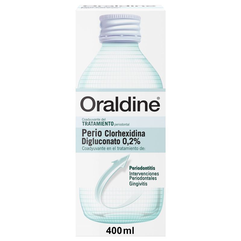 Oraldine Perio Clorhexidina 0.2%, Colutorio Antiséptico Sin Alcohol Trata Periodontitis, 400 ml