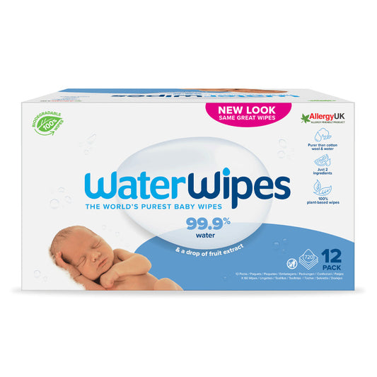 Waterwipes Bio Toallitas de Bebé, Caja 12 Paquetes x 60 unidades