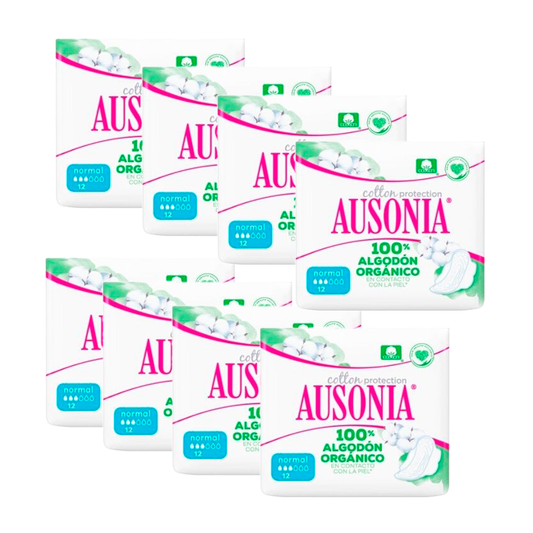 Pack 8x Ausonia Organic Cotton Normal, 96 Unidades