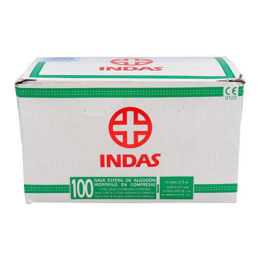 Indas Caja Compresas Gasa Esteril, 100 unidades