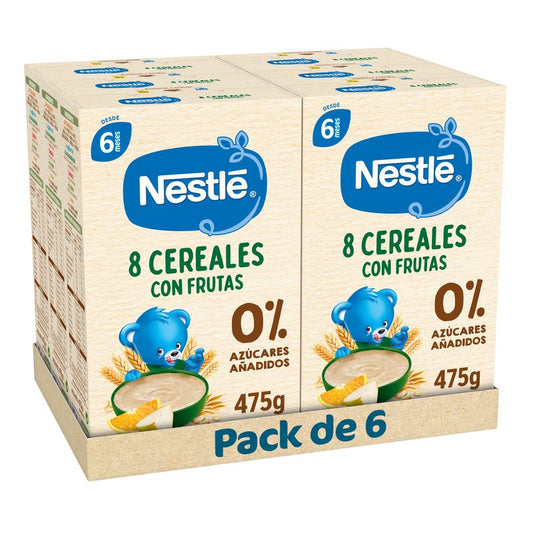 Nestlé Pack 6 Papillas 8 Cereales Con Frutas ,  475g