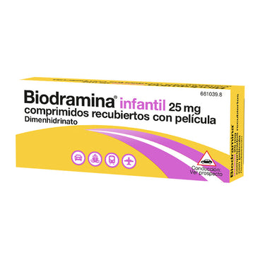Biodramina Infantil 25 mg 12 comprimidos Recubiertos