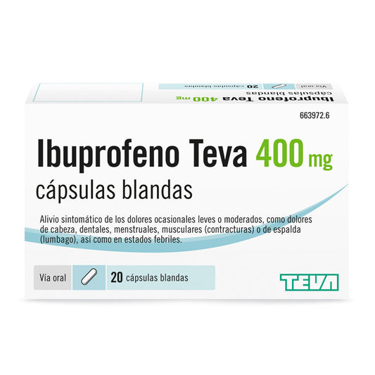Ibuprofeno Teva 400 mg, 20 cápsulas Blandas