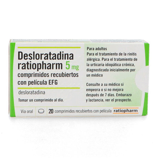 Desloratadina Ratiopharm 5 mg, 20 Comprimidos Recubiertos