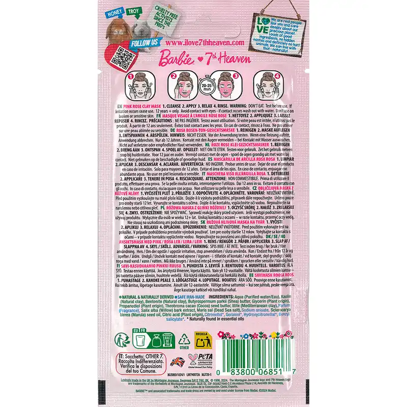 7 Heaven Mascarilla Arcilla Rosa Barbie