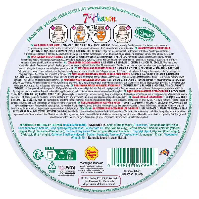 7 Heaven Mascarilla Bubble Chupa Chups Cola