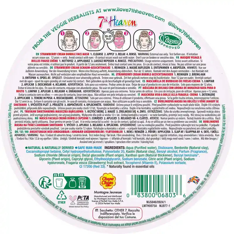 7 Heaven Mascarilla Bubble Chupa Chups Fresa-Nata