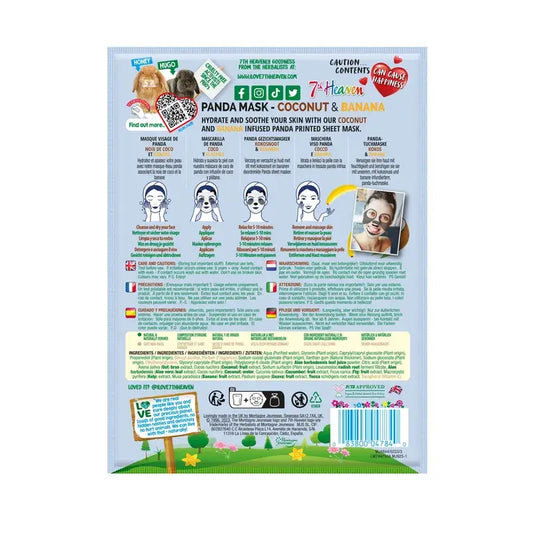 7 Heaven Mascarilla De Tela Animal Mask Panda , 4 unidades