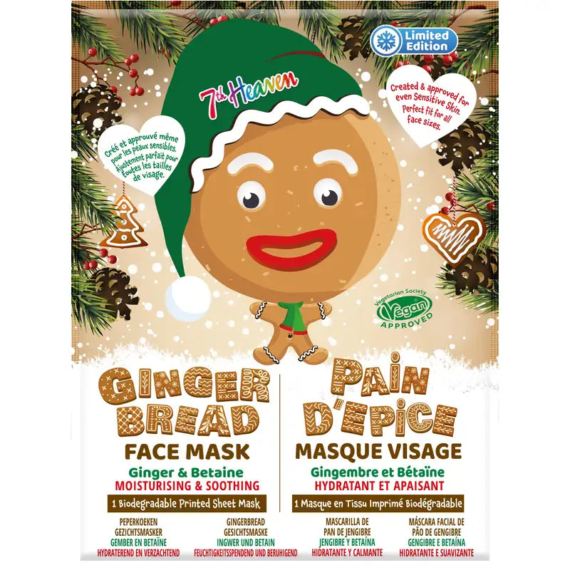 7 Heaven Mascarilla De Tela Navidad Gingerbread , 2 unidades