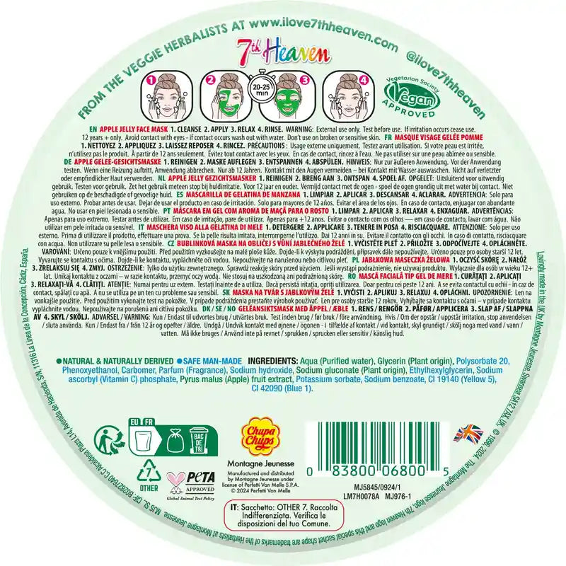 7 Heaven Mascarilla Jelly Chupa Chups Manzana