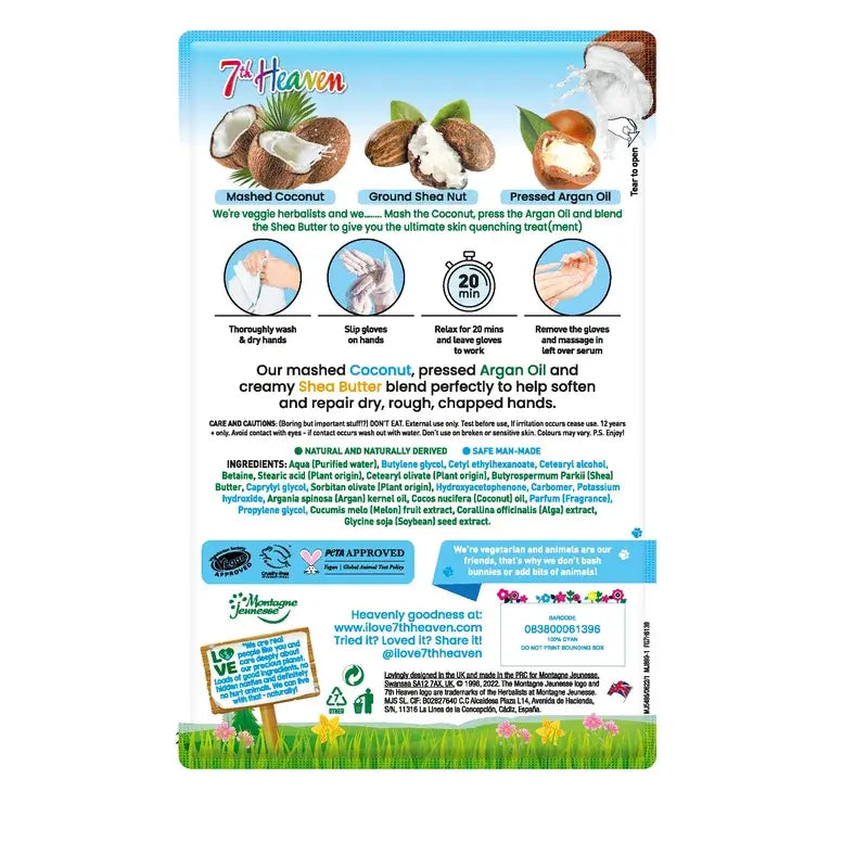 7 Heaven Mascarilla Manos Hidratante Coconut , 1 unidades