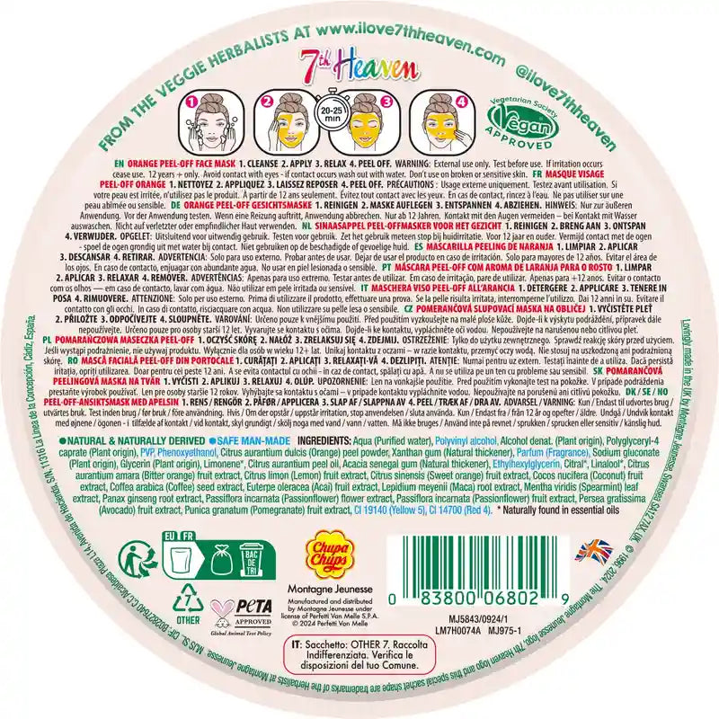 7 Heaven Mascarilla Peel-Off Chupa Chups Naranja