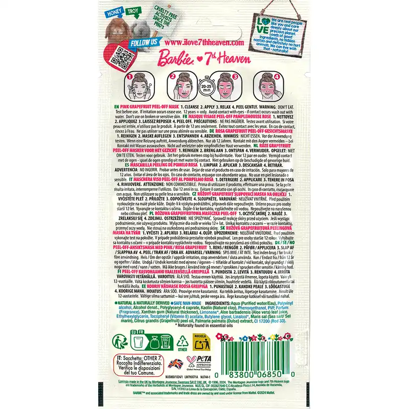 7 Heaven Mascarilla Peel-Off Pomelo Rosa Barbie
