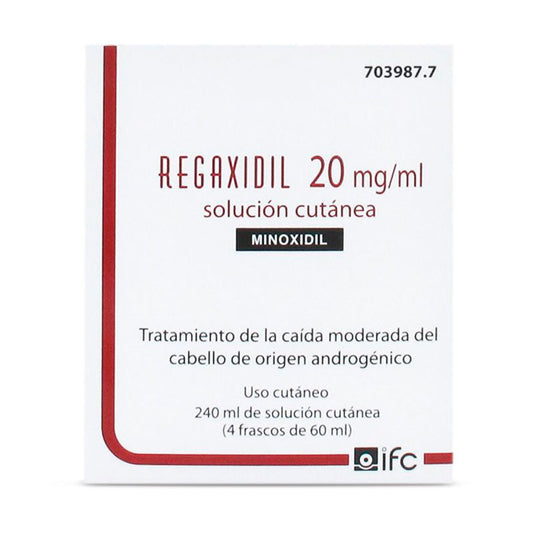 Regaxidil 20 Mg/ ml Solución Cutánea 4 Frascos de 60 ml