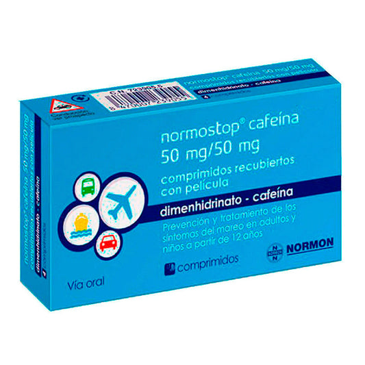 Normostop Cafeina 50 mg/ 50 mg, 4 Comprimidos Recubiertos