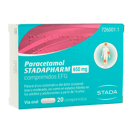 Paracetamol Stadapharm 650 mg comprimidos Efg, 20 comprimidos