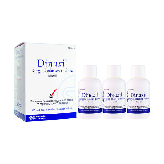 Dinaxil 50 mg/ ml Solucion Cutanea 3 Frascos, 60 ml
